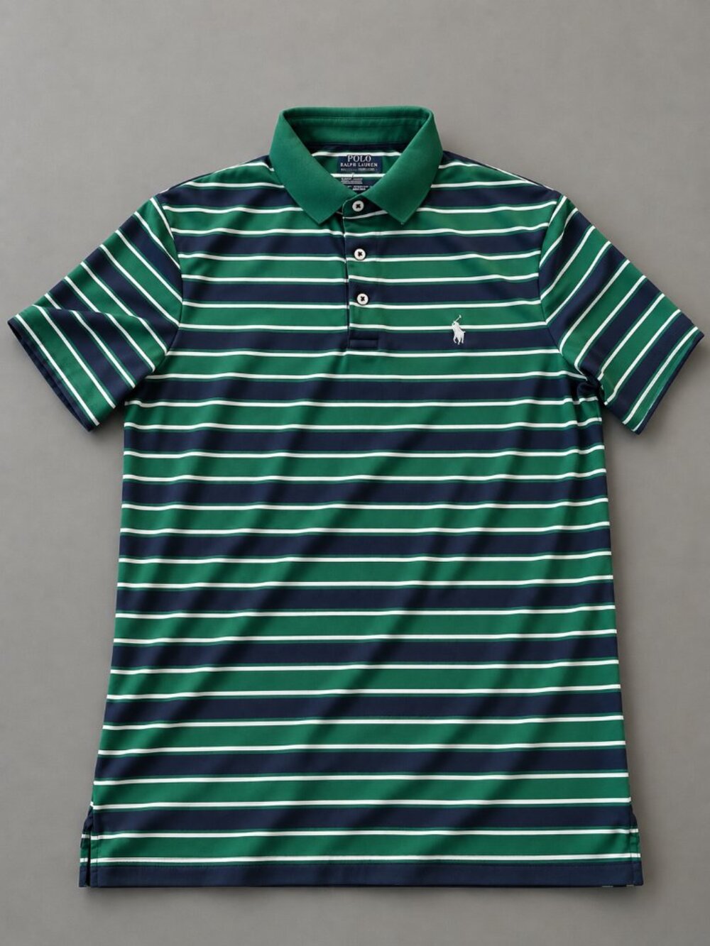 Polo Ralph Lauren Green Navy Striped Polo Shirt Men’s S Pony Logo